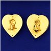 Image 2 : Italian Made Large Heart Earrings with French Backs in 14k Yellow Gold