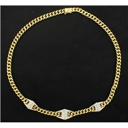 1/2ct TW Diamond Italian Made Curb Link Necklace in 18k Gold