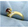 Image 2 : Garnet and 1/2ct TW Baguette Diamond Ring in 18k Yellow Gold