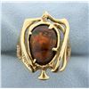 Image 1 : Unique Fire Agate Ring in 14k Yellow Gold