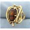 Image 2 : Unique Fire Agate Ring in 14k Yellow Gold