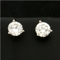 1ct TW Diamond Stud Earrings in 14k White Gold Martini Settings