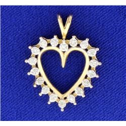Diamond Heart Pendant in 14k Yellow Gold