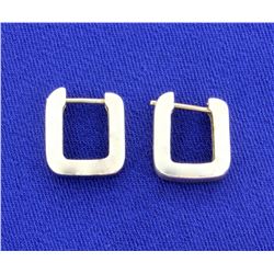 "U" Shaped 14k White Gold Earrings