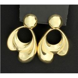 14K Large Dangle Doorknocker Style Earrings in 14k Yellow Gold