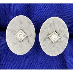 Diamond Cufflinks in 14k White Gold