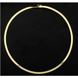Italian Made 17 Inch Omega Necklace in 14k Yellow Gold
