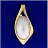 Image 1 : Large Mabe Pearl and Diamond Pendant or Slide in 14k Yellow Gold
