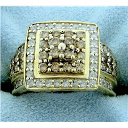 1 1/4ct TW Chocolate and White Diamond Heart Ring in 10k Yellow Gold
