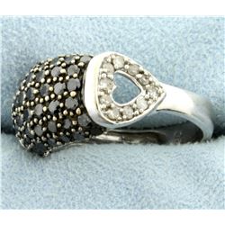 2ct TW Black and White Diamond Heart Ring in 10k White Gold