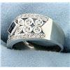 Image 2 : Diamond and Sapphire Art Deco Band Ring in 14k White Gold