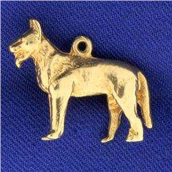 German Sheppard Dog Pendant in 14k Yellow Gold
