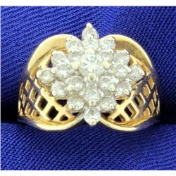 1 ct TW Diamond Cluster Ring in 14k Yellow Gold
