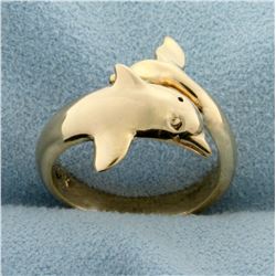 14K Gold Dolphin Ring