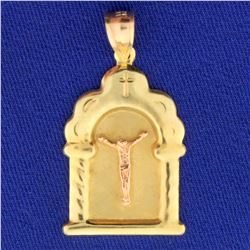 Crucifix Pendant in 10k Yellow and Rose Gold