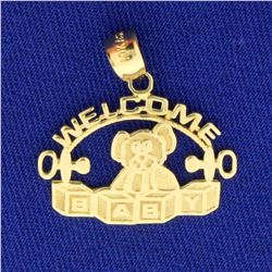 Welcome Baby Pendant in 10k Yellow Gold