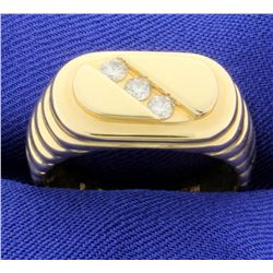 1/4ct TW 3 Stone Men's Diamond Ring in 14k Yellow Gold