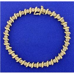 3ct TW Champagne Diamond Tennis Bracelet in 14k Yellow Gold