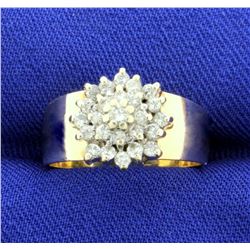 1/2 ct TW Diamond Cluster Ring in 14k Gold