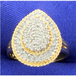 1.1 Ct TW Diamond Pear Shaped Ring in 10k Yellow Gold