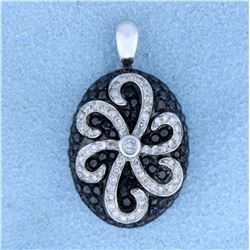 1 ct TW Black & White Diamond Designer Pendant in 14k White Gold