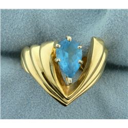 1.5ct Blue Topaz Ring in Designer Setting in 14k Yellow Gold