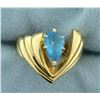 Image 1 : 1.5ct Blue Topaz Ring in Designer Setting in 14k Yellow Gold