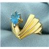 Image 2 : 1.5ct Blue Topaz Ring in Designer Setting in 14k Yellow Gold