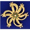 Image 1 : Large Vintage Seed Pearl PinWheel Pin in 14k Gold