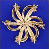 Image 2 : Large Vintage Seed Pearl PinWheel Pin in 14k Gold