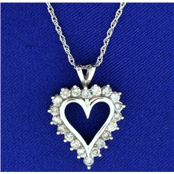 1ct TW Diamond Heart Pendant with Chain in 10k White Gold