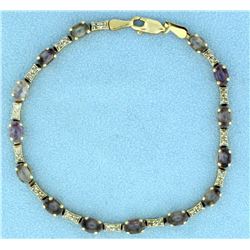 Diamond and Amethyst Bracelet in 14k Yellow Gold