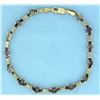 Image 1 : Diamond and Amethyst Bracelet in 14k Yellow Gold