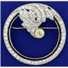 Image 1 : Antique Hand Crafted Fancy Yellow and White Diamond Brooch Pin in Platinum