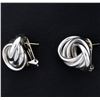 Image 3 : 4 Ring Modern Style Earrings in 14k White Gold