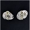 Image 4 : 4 Ring Modern Style Earrings in 14k White Gold
