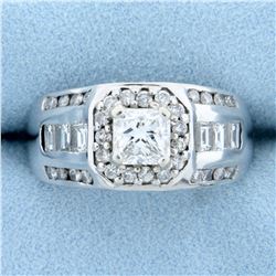 Men's 2 1/2ct TW Princess Cut Diamond Ring in 14k White Gold