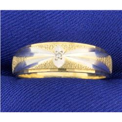 Unique Style Diamond Wedding Band Ring in 10k White and Yellow Gold