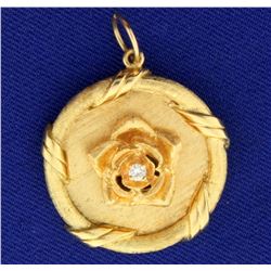 Diamond Rose Pendant in 14k Yellow Gold