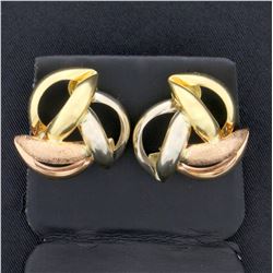 Rose, White and Yellow 14k Gold Designer Earrings