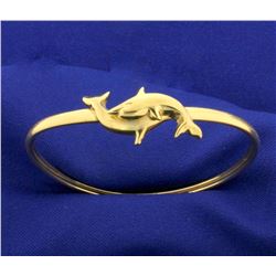 Dolphin Bangle Bracelet in 14k Yellow Gold
