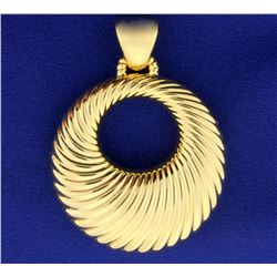 Large Italian Made Designer Door Knocker Style Pendant in 14k Yellow Gold