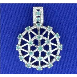 Tsavorite Garnet and Diamond Pendant in 14k White Gold