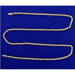 24 1/2 Inch Rope Style Neck Chain in 14k Gold