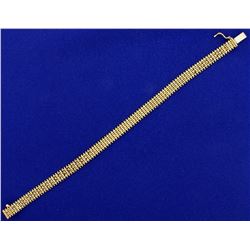 7 1/4 Inch Woven Link Beaded Edge Bracelet in 14k Yellow Gold