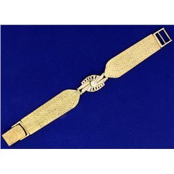 Vintage 1.5 ct TW Diamond Woven Mesh Style Bracelet in 14k Yellow Gold