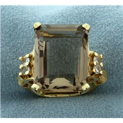 10ct Smoky Topaz and White Sapphire Ring in 14k Yellow Gold
