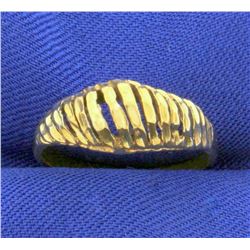 Vintage Unique Dome Style Slatted Ring in 14k Gold