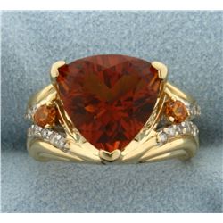 Citrine and Diamond Statement Ring in 14K Yellow Gold