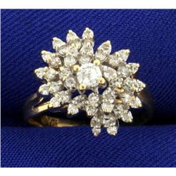 1/3ct TW Diamond Cluster Ring in 14K Yellow Gold